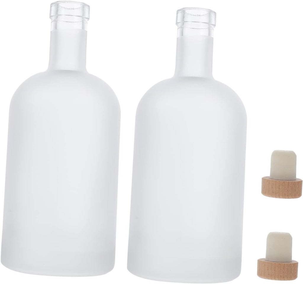 2Pcs Refillable Frosted Wine Bottles for DIY Fruit Wine Empty Beverage Containers Lids for Home Brewing and Craft Projects