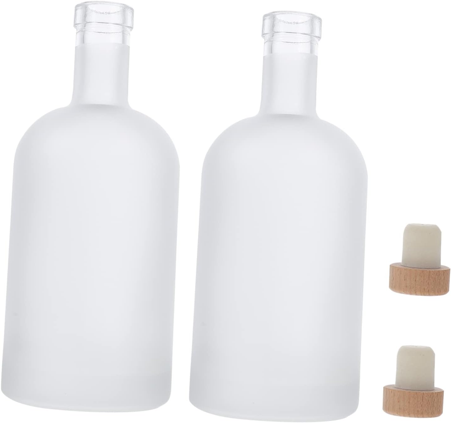 2Pcs Refillable Frosted Wine Bottles for DIY Fruit Wine Empty Beverage Containers Lids for Home Brewing and Craft Projects