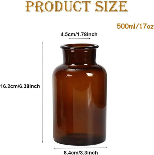500ml Empty Amber Glass Vase Small Bud Vase Apothecary Jars Decorative Glass Bottles Tabletop with Creative Rope Design for Home Decor Centerpiece Wedding Party Wedding Rustic Home Table Decor