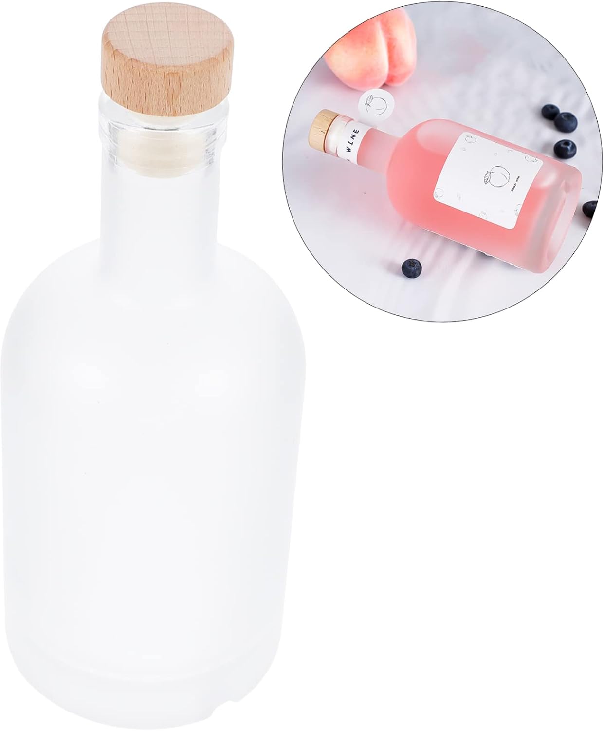 2Pcs Frosted Bottles Diy Airtight Wine Bottles Decorative Empty Bottles for Fruit Home Brewing and Party Supplies