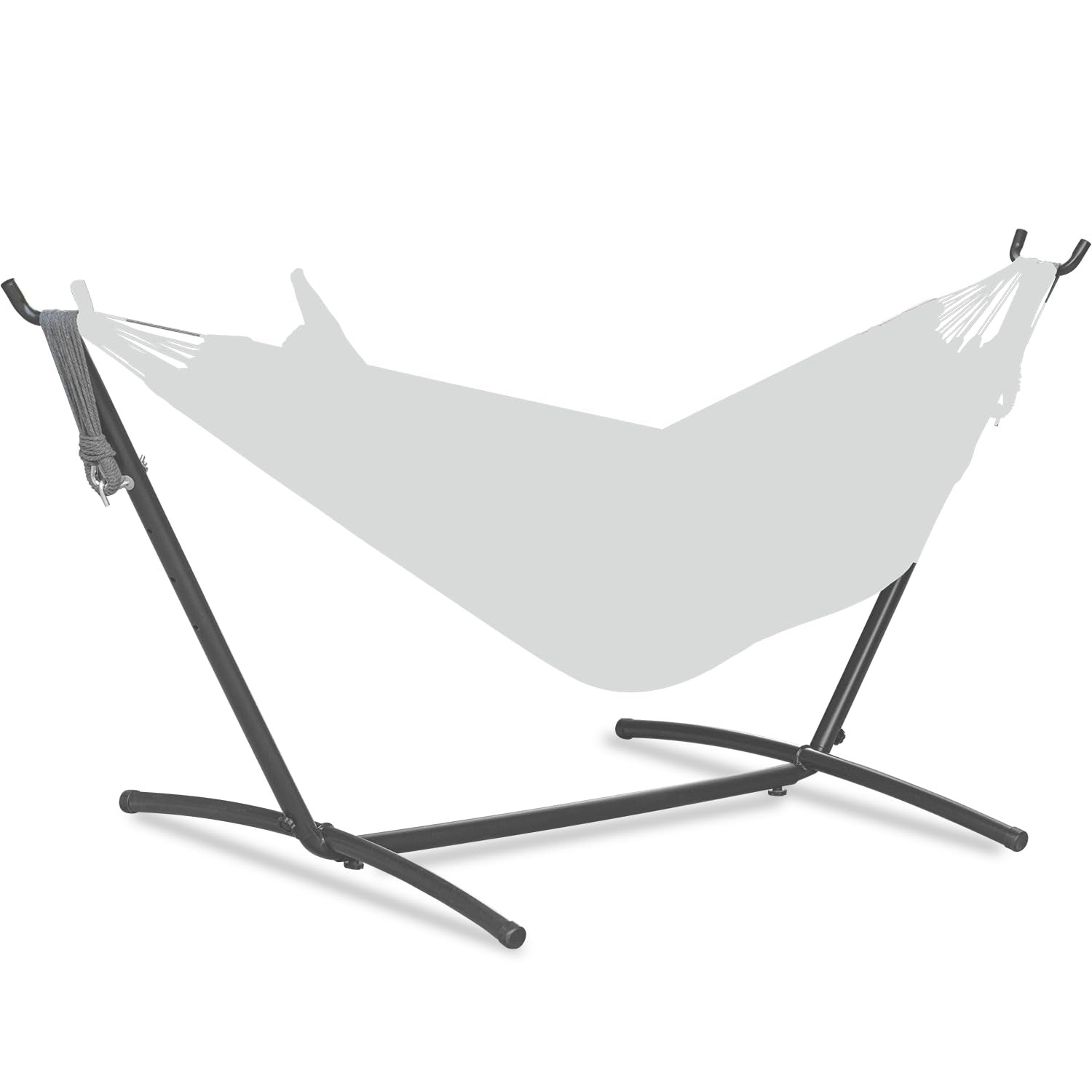 PNAEUT Double Hammocks with Stand for Outside, Portable Space Saving Heavy-Duty Steel Frame for Indoor Outdoor Patio Yard, Easy Assembly, 2 Person 450 lbs Capacity (Coffee)