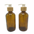 2PCS 500ML/16.6 oz Empty Refillable Frosted Glass Pump Bottles Container Holder Vials Pot Storage with Bamboo Screw Pump Head for Bath Shower Shampoo Hair-Conditioner Cleanser Makeup Liquids