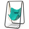 Grey Hammock Chair with Heavy-Duty Rustproof Stand, Indoor Outdoor Patio Swing Chair