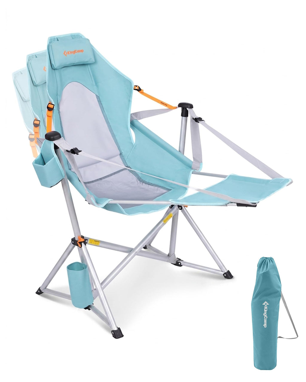KingCamp Hammock Chair with Footrest – Heavy Duty Swinging Rocking Camping Chairs for Adults up to 400lbs, Folding Portable Oversized Rocker with Cup Holder & Pillow for Outdoor Beach Lawn RV Sports