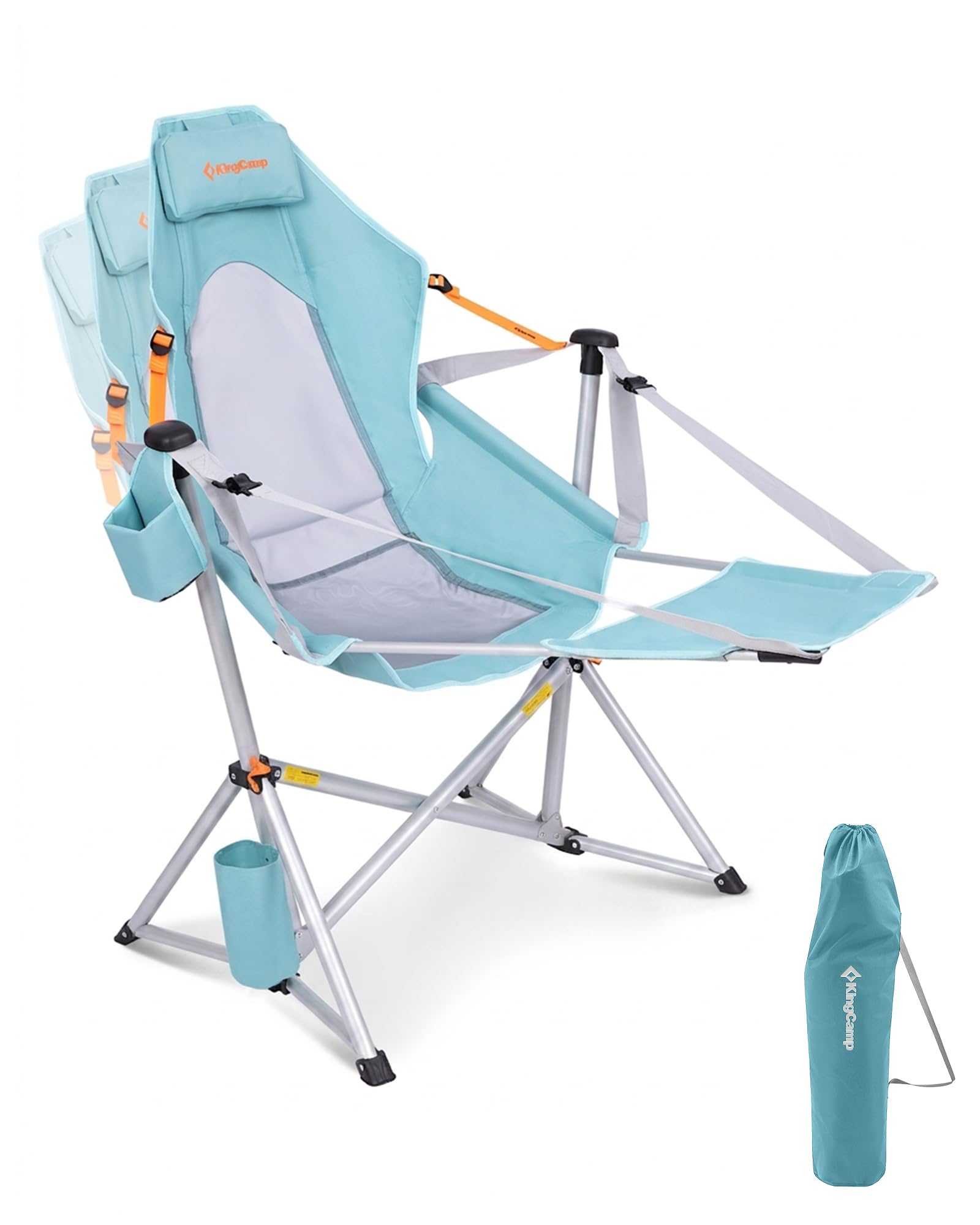 KingCamp Hammock Chair with Footrest – Heavy Duty Swinging Rocking Camping Chairs for Adults up to 400lbs, Folding Portable Oversized Rocker with Cup Holder & Pillow for Outdoor Beach Lawn RV Sports