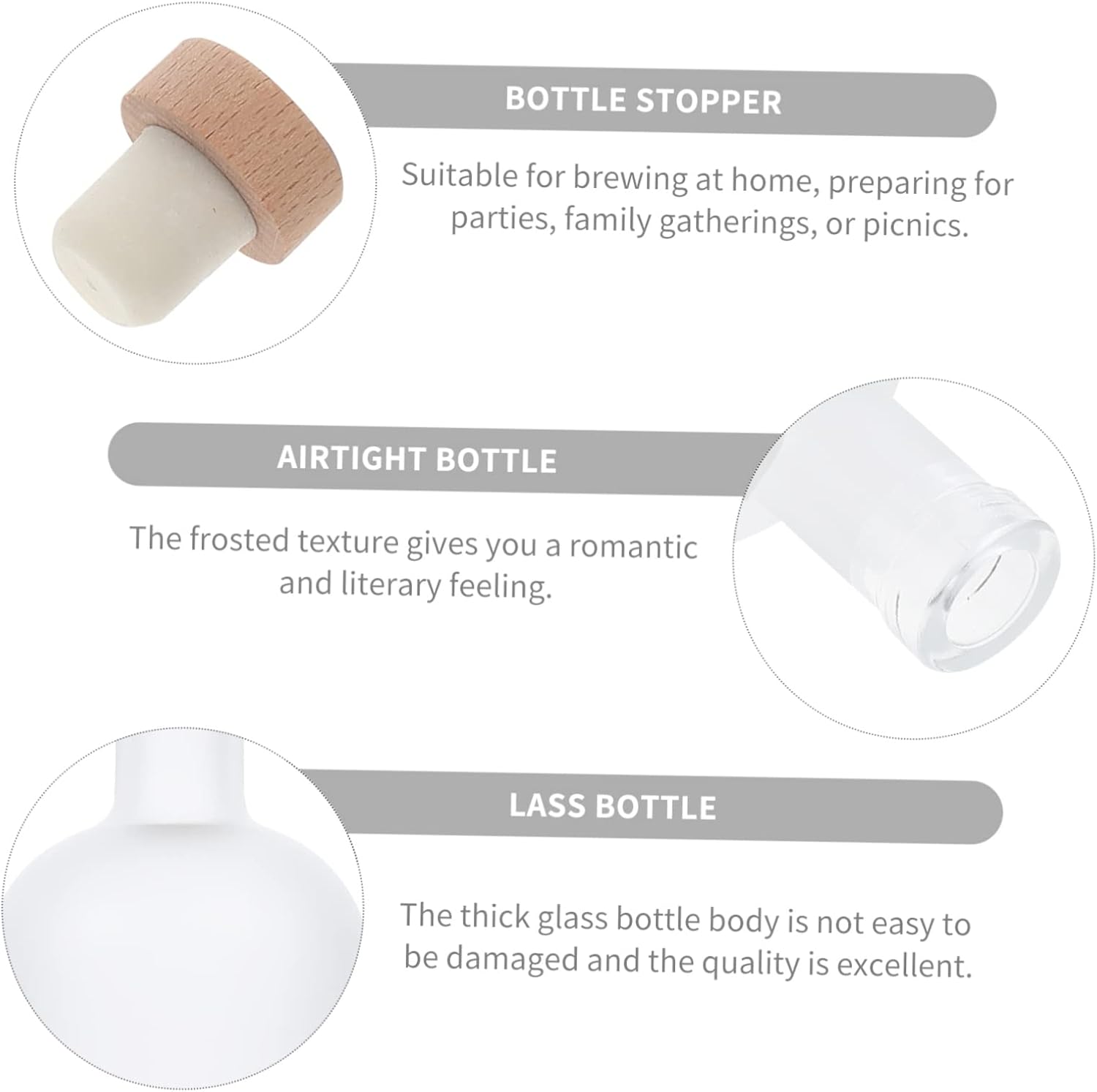 2Pcs Frosted Bottles Diy Airtight Wine Bottles Decorative Empty Bottles for Fruit Home Brewing and Party Supplies