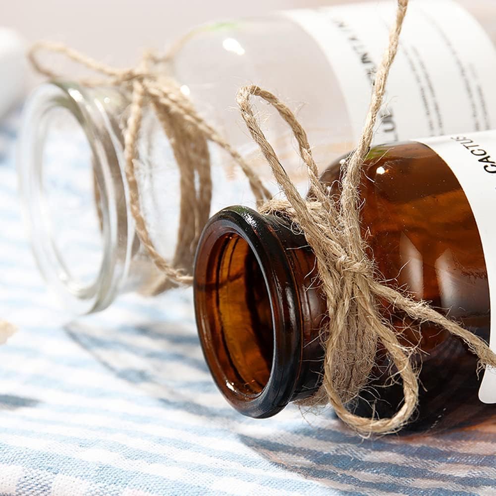 500ml Empty Amber Glass Vase Small Bud Vase Apothecary Jars Decorative Glass Bottles Tabletop with Creative Rope Design for Home Decor Centerpiece Wedding Party Wedding Rustic Home Table Decor