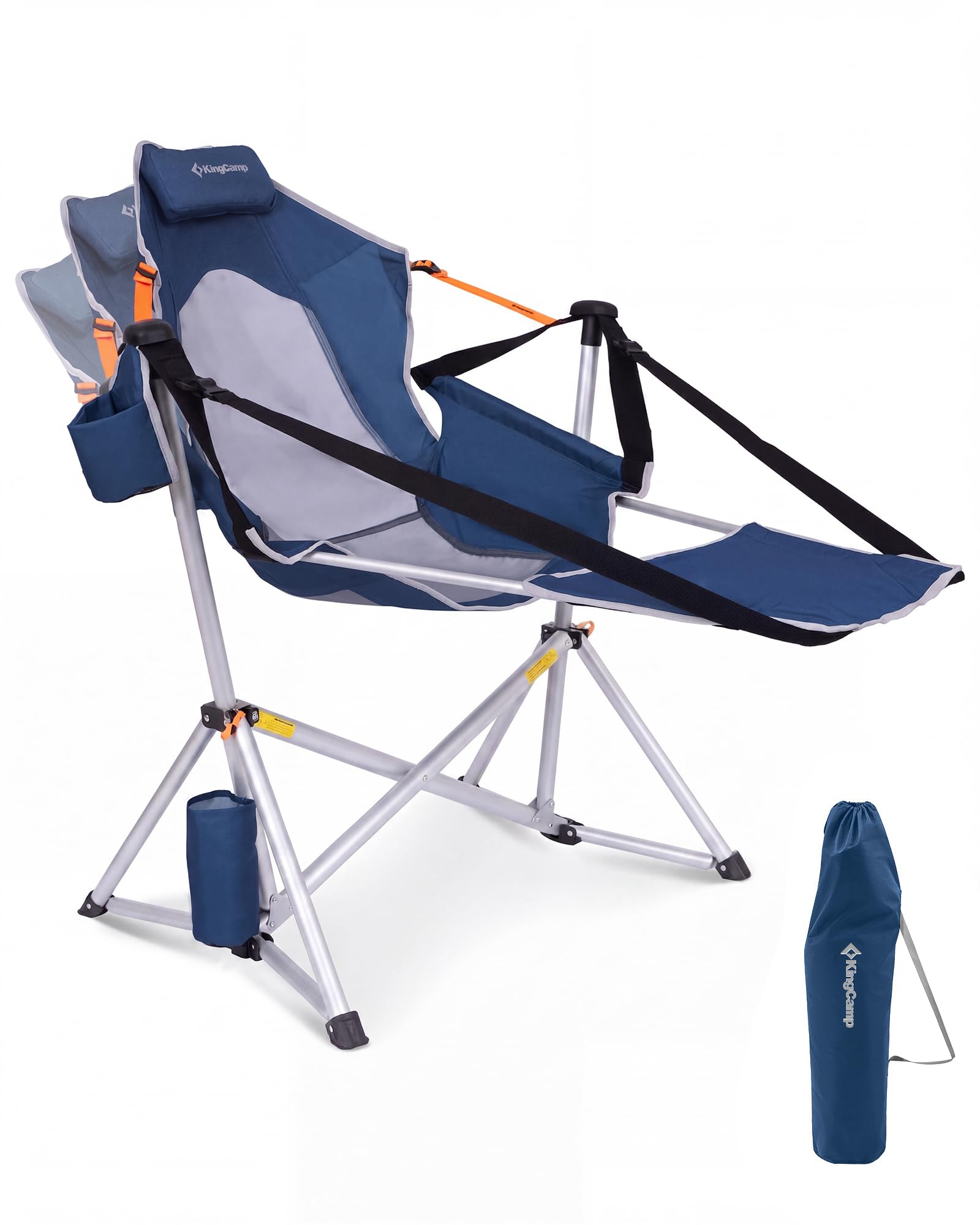 KingCamp Hammock Chair with Footrest – Heavy Duty Swinging Rocking Camping Chairs for Adults up to 400lbs, Folding Portable Oversized Rocker with Cup Holder & Pillow for Outdoor Beach Lawn RV Sports