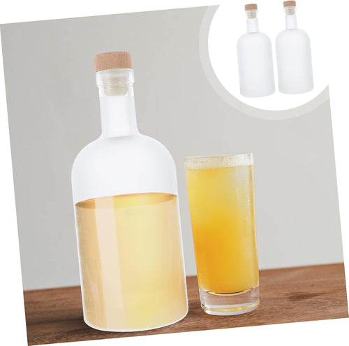 2Pcs Frosted Bottles Diy Airtight Wine Bottles Decorative Empty Bottles for Fruit Home Brewing and Party Supplies