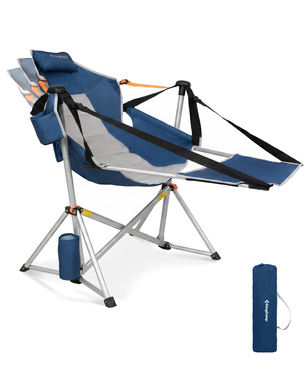 KingCamp Hammock Chair with Footrest – Heavy Duty Swinging Rocking Camping Chairs for Adults up to 400lbs, Folding Portable Oversized Rocker with Cup Holder & Pillow for Outdoor Beach Lawn RV Sports