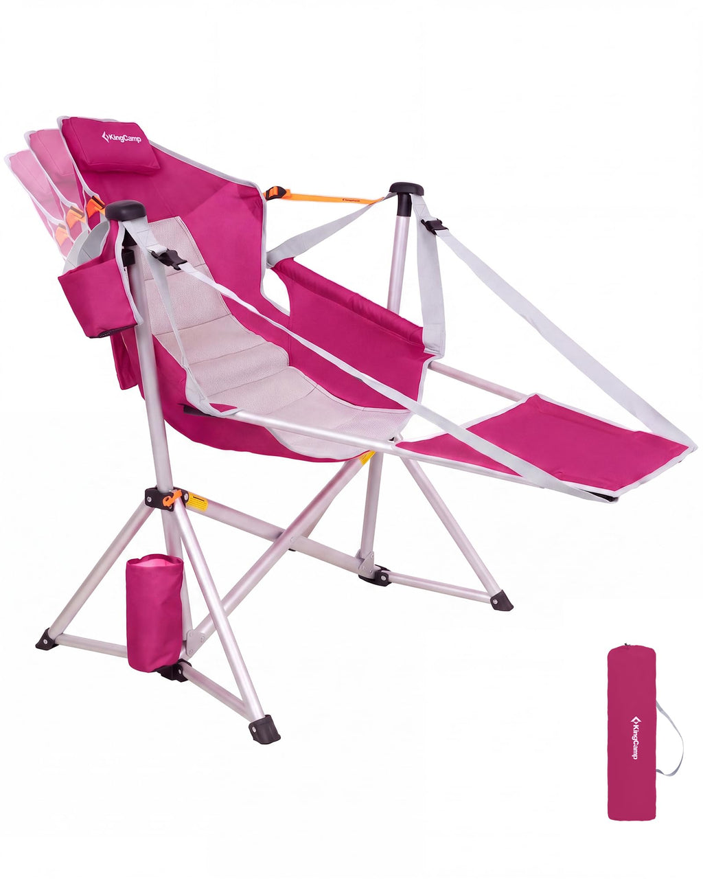 KingCamp Hammock Chair with Footrest – Heavy Duty Swinging Rocking Camping Chairs for Adults up to 400lbs, Folding Portable Oversized Rocker with Cup Holder & Pillow for Outdoor Beach Lawn RV Sports