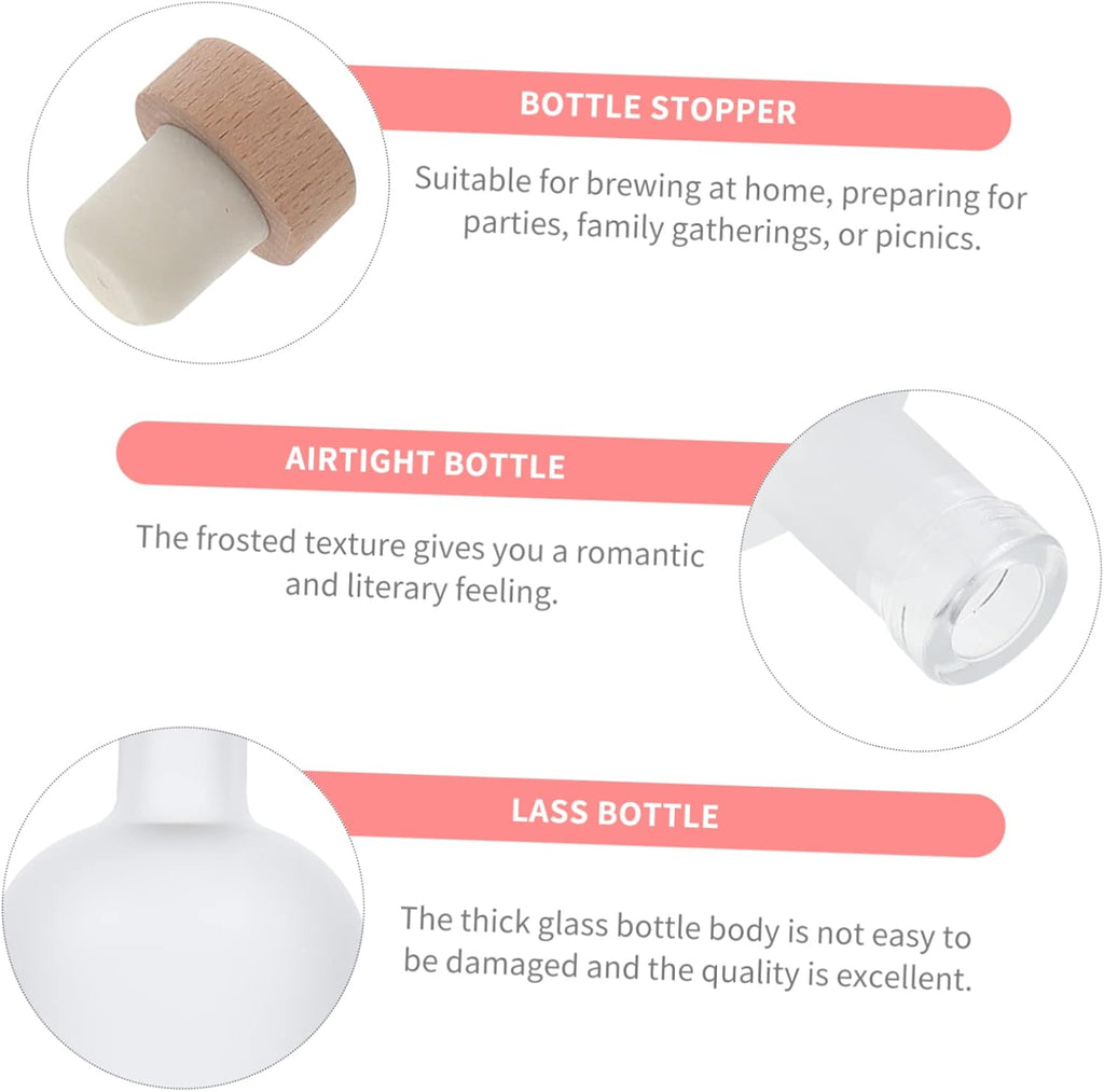 2Pcs Refillable Frosted Wine Bottles for DIY Fruit Wine Empty Beverage Containers Lids for Home Brewing and Craft Projects
