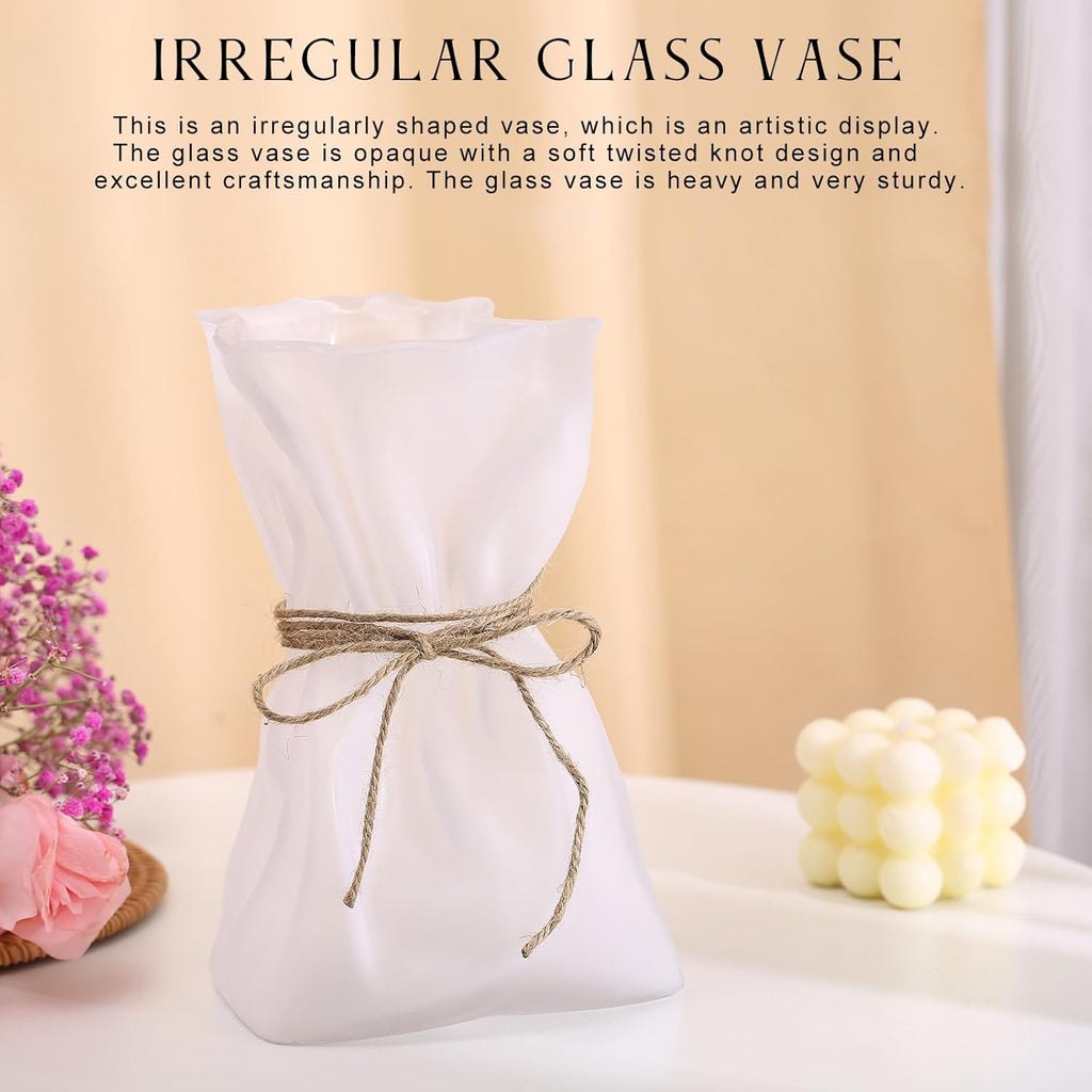 Irregular Frosted Shaped Modern Minimalist Glass Vase - Fashionable Multi-Use Home Decor for Flowers, Centerpiece, Kitchen, Office, Wedding & Holiday