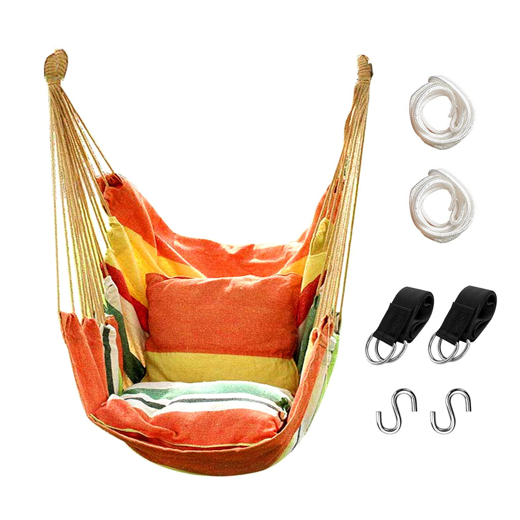 Hommtina Hammock Chair Hanging Rope Swing, Max 300 Lbs Hanging Chair with Pocket & Durability Perfect for Outdoor, Home, Bedroom, Patio, Yard (Pillows NOT Included,Dark Gray)