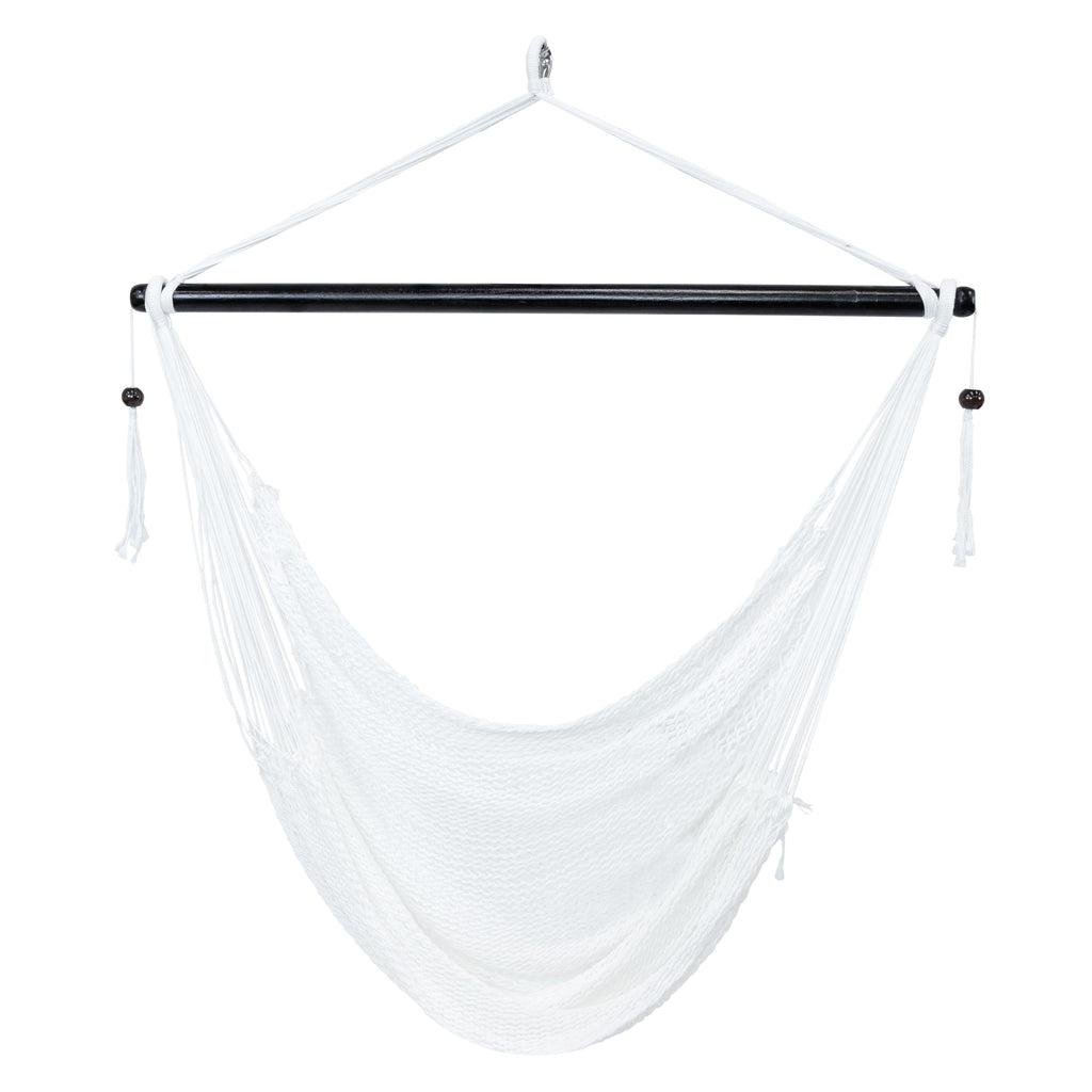 Sunnydaze Outdoor Hammock Chair Swing for Reading - Hanging Hammock Swing for Indoor or Patio - 300lb Capacity - Caribbean XL - Tan