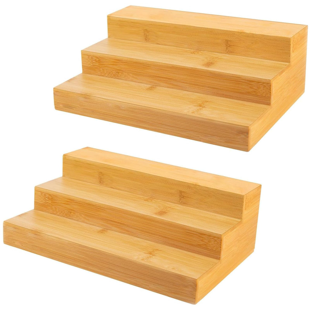 3 Tier Bamboo Spice Rack, Seasoning Jars Rack Shelf Spice Organizer for Kitchen Counter or Wall Mounting