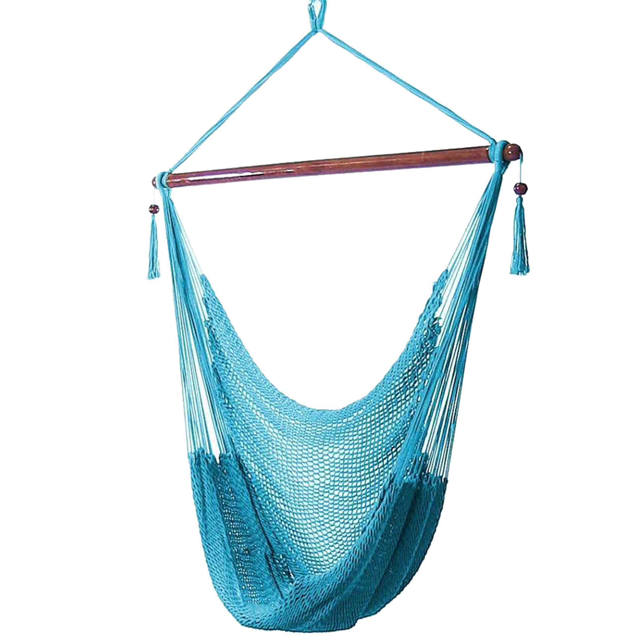 Sunnydaze Outdoor Hammock Chair Swing for Reading - Hanging Hammock Swing for Indoor or Patio - 300lb Capacity - Caribbean XL - Tan