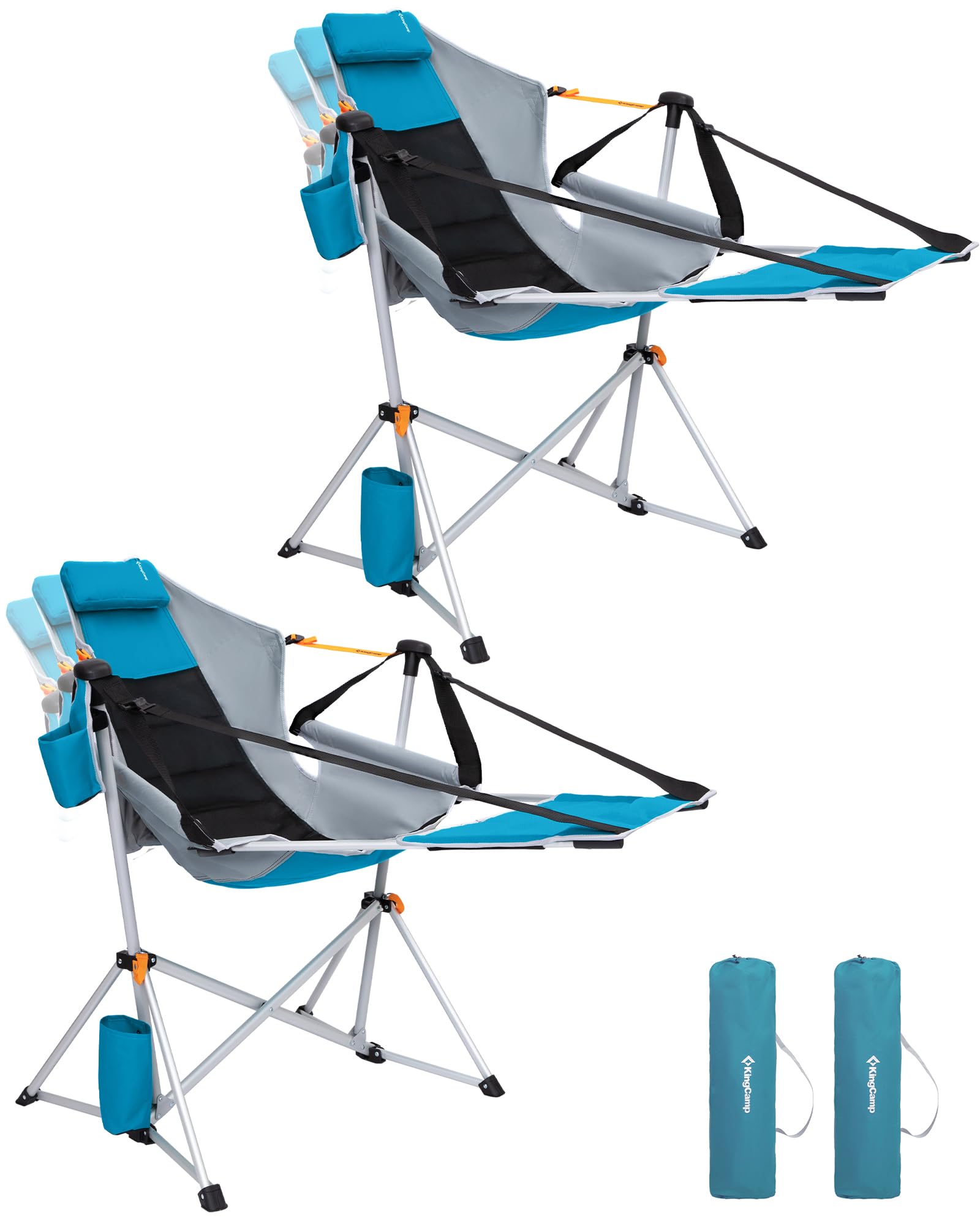 KingCamp Hammock Chair with Footrest – Heavy Duty Swinging Rocking Camping Chairs for Adults up to 400lbs, Folding Portable Oversized Rocker with Cup Holder & Pillow for Outdoor Beach Lawn RV Sports