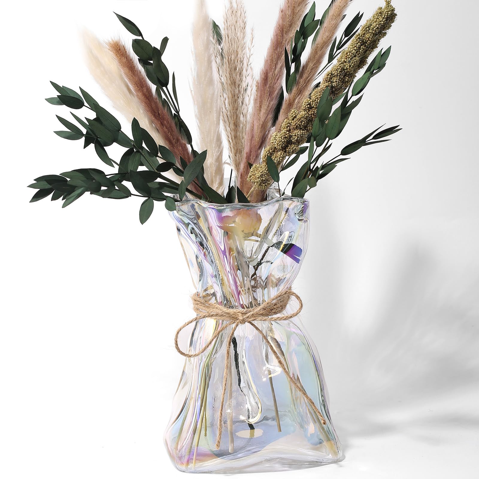 Irregular Frosted Shaped Modern Minimalist Glass Vase - Fashionable Multi-Use Home Decor for Flowers, Centerpiece, Kitchen, Office, Wedding & Holiday