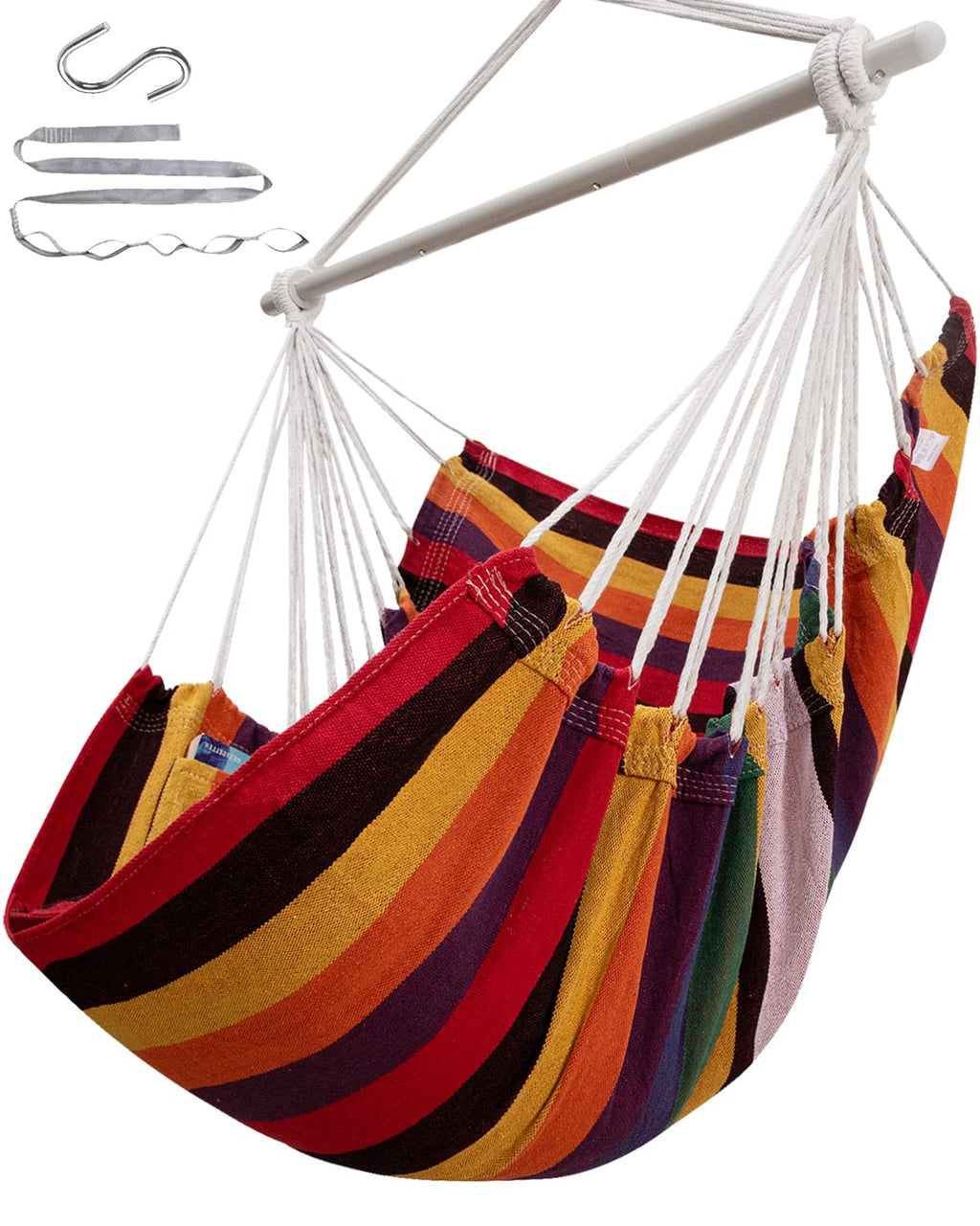 ADVOKAIR Hammock Chair Swing, Heavy-Duty Hanging Rope Swing Seat Supports 500 Lbs, Ideal for Outdoor Patio, Backyard, Porch, Deck & Indoor Bedroom Use