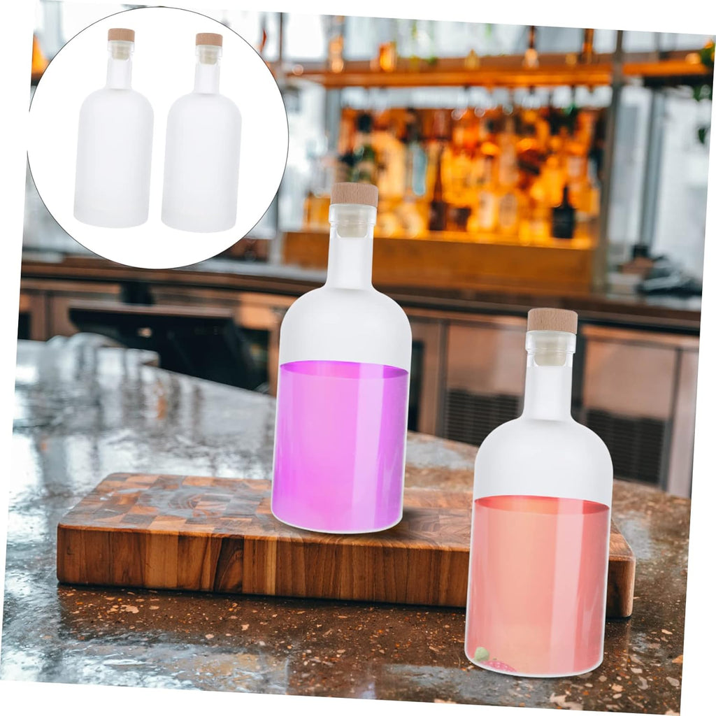 2Pcs Frosted Bottles Diy Airtight Wine Bottles Decorative Empty Bottles for Fruit Home Brewing and Party Supplies