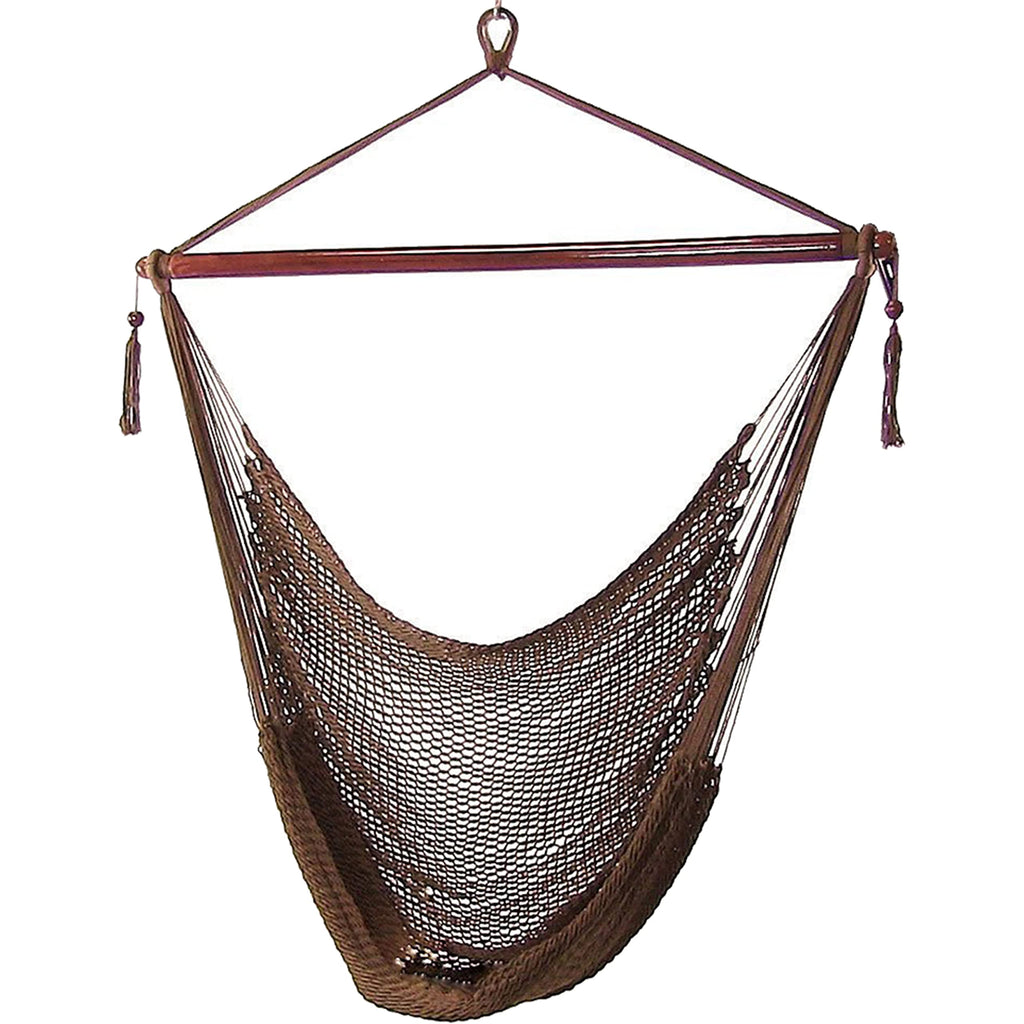 Sunnydaze Outdoor Hammock Chair Swing for Reading - Hanging Hammock Swing for Indoor or Patio - 300lb Capacity - Caribbean XL - Tan