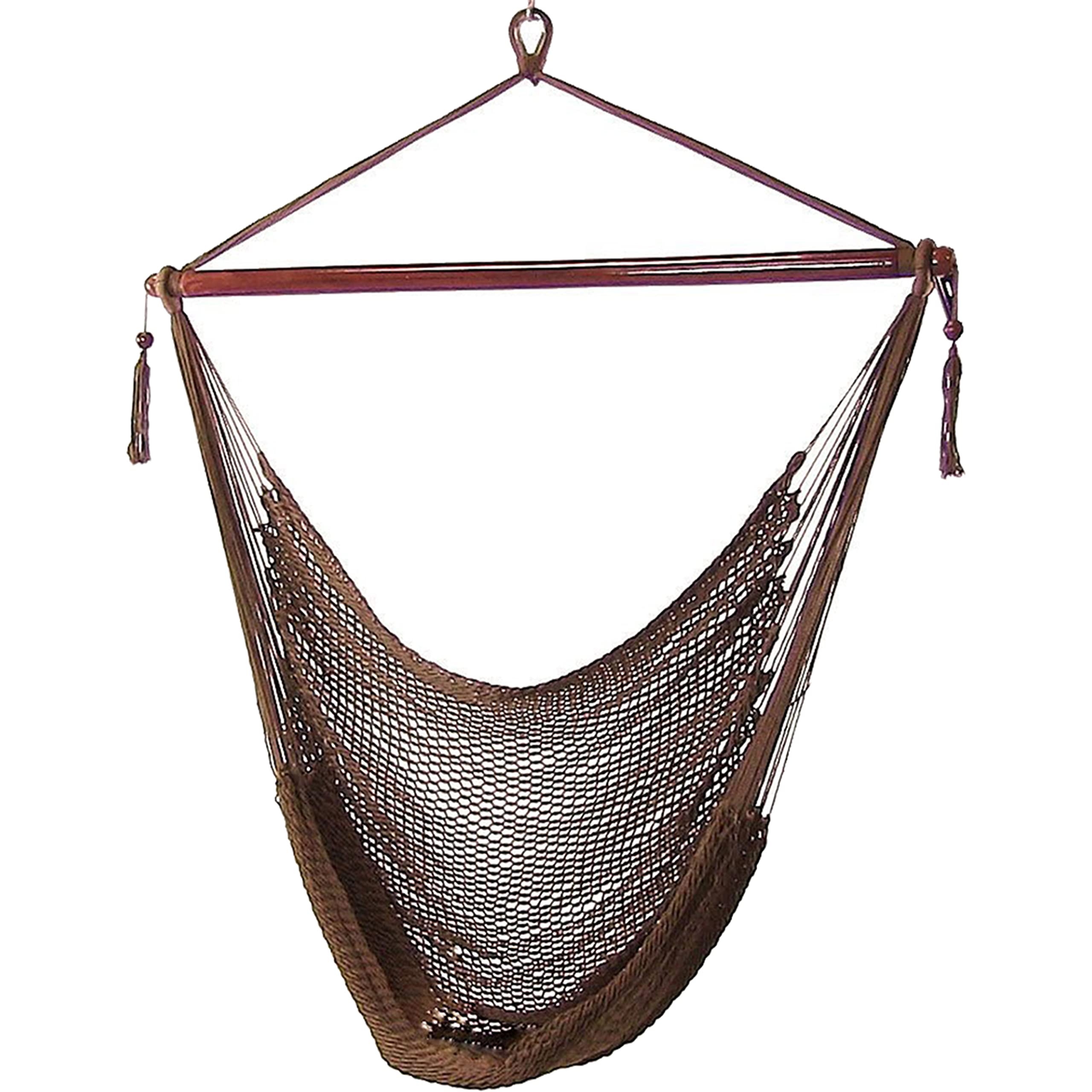 Sunnydaze Outdoor Hammock Chair Swing for Reading - Hanging Hammock Swing for Indoor or Patio - 300lb Capacity - Caribbean XL - Tan