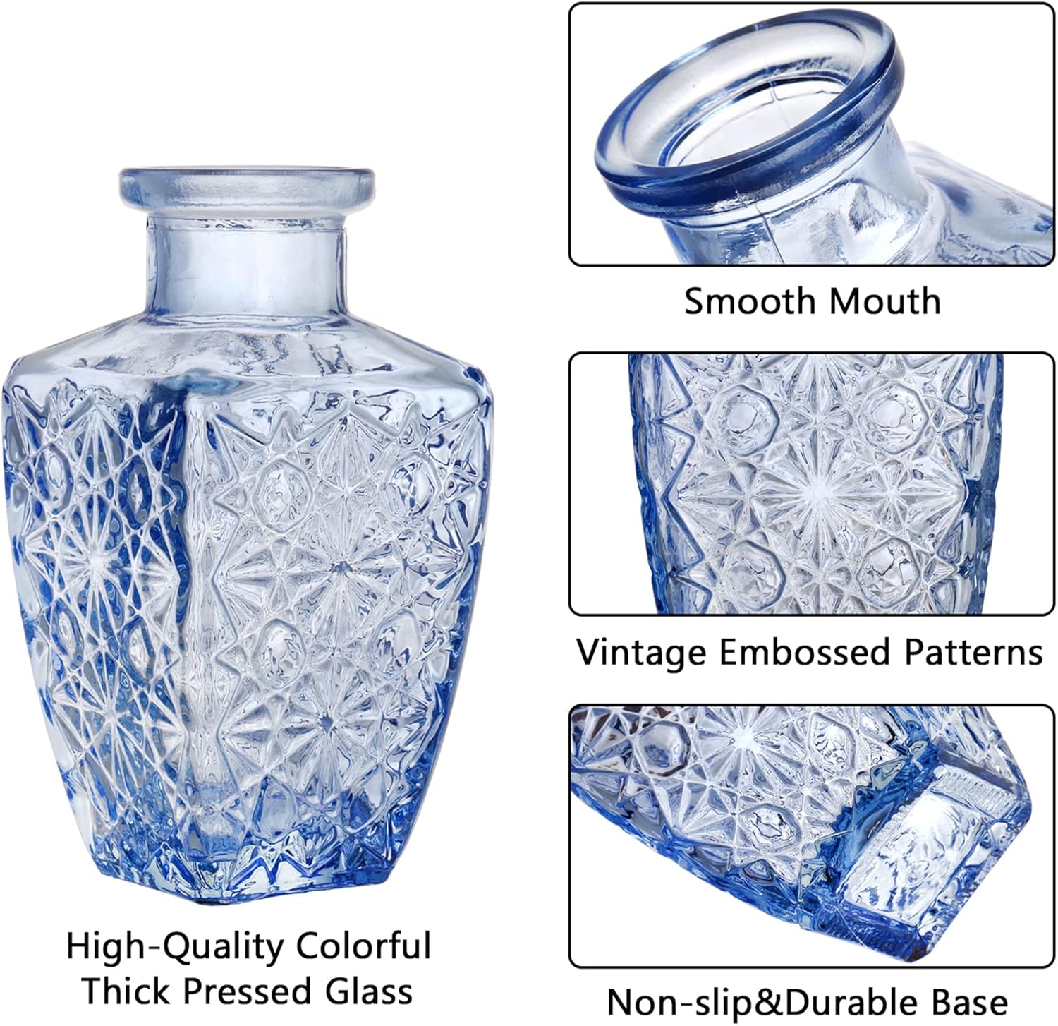 DEAYOU 10-Pack Glass Bud Vases for Decor, Small Vintage Flower Vases for Centerpieces, Crystal Colored Glass Single Bud Vase, Mini Rustic Vase Antique Tiny Floral Bottle for Table, Plants, Home