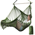Chihee Hammock Chair Handmade Hanging Chair Cotton Rope Woven Hanging Seat Soft-Spun Large Stretch Hammock Swing, Collapsible Strong Metal Spreader Bar Elegant Macrame Comfort Indoor Outdoor Garden