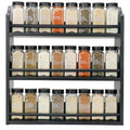 3 Tier Bamboo Spice Rack, Spice Rack Organizer, Seasoning Jars Rack Shelf Spice Organizer for Kitchen Counter or Wall Mounting, Spice Storage Holder with handles, Jars Not Included,Natural