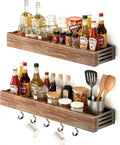 spice rack wood kitchen spice rack wall mounted adjustable adhesive or screw, hung on the door and wall, black large rack for storing items in refrigerators and ovens