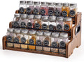 Aminigram Wood Spice Rack Organizer for Cabinet, 3 Tier Spice Shelf Storage, Kitchen Seasoning Organizer for Spice Bottles, Jars, Seasonings, Baking Supplies